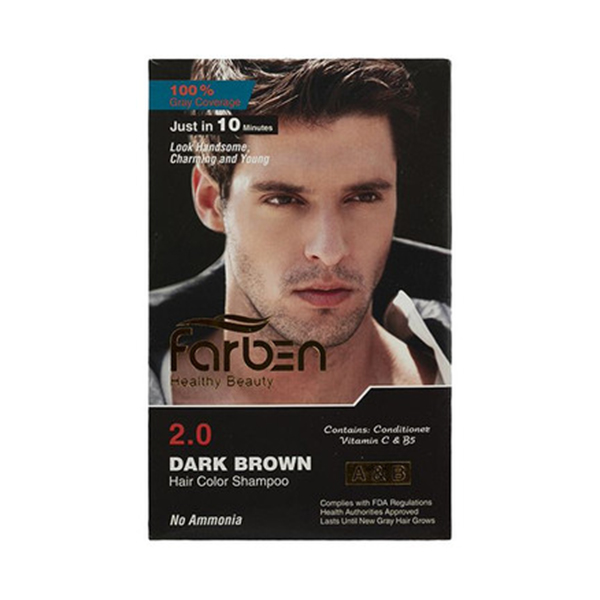شامپو رنگ موی فاربن قهوه ای تیره شماره 2 حجم 150 میلی لیتر Farben Dark Brown